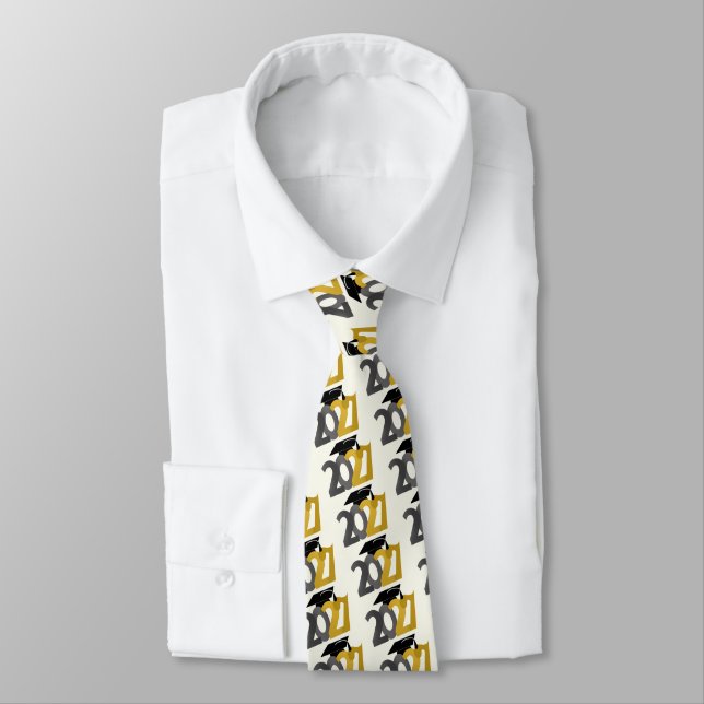 Gold and Grey Class of 2027 Graduation Tie (Tied)