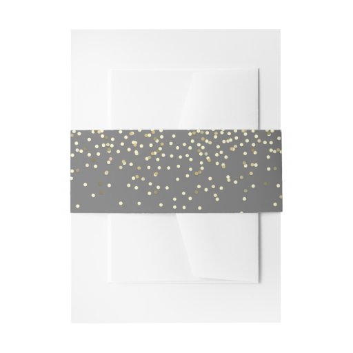 Image of Gold and Grey Confetti Dots Wedding Invitation Belly Band