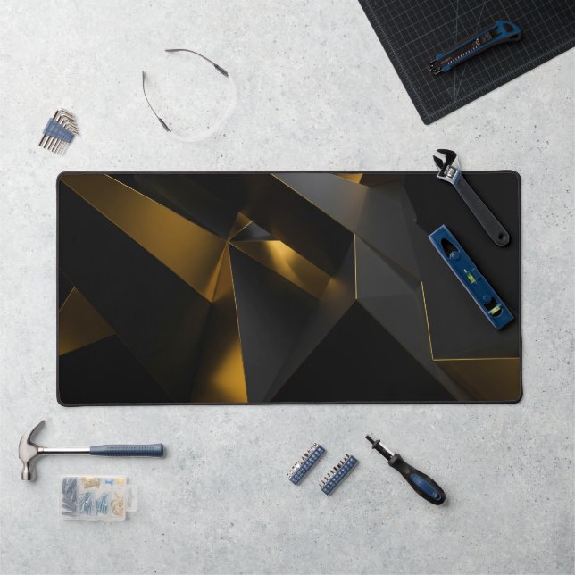 Gold and Grey Crystals Desk Mat (Workstation)