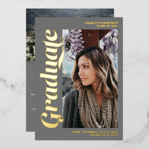 Gold and grey graduate script 3 photos graduation