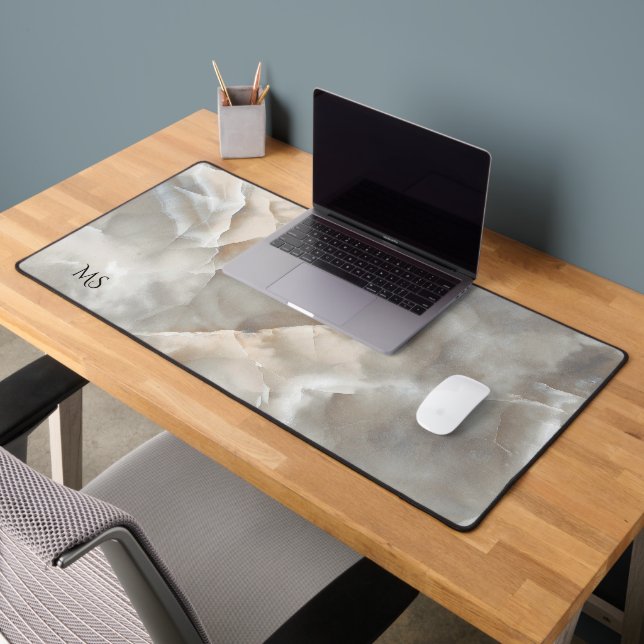 Gold and Grey Marble Desk Mat (Office 2)