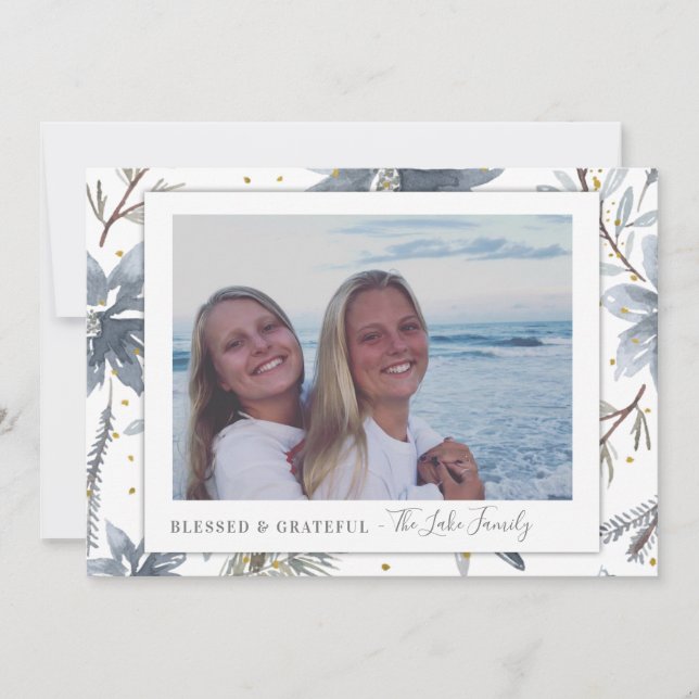 Gold and Grey Photo Holiday Cards (Front)