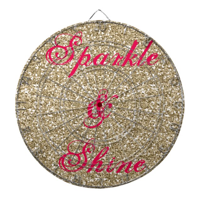 Gold and Hot Pink Glitter Sparkle and Shine Dartboard (Front)