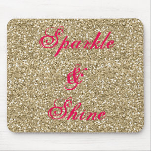 Gold and Hot Pink Glitter Sparkle and Shine Mouse Mat