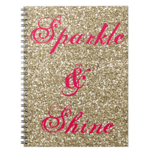 Gold and Hot Pink Glitter Sparkle and Shine Notebook