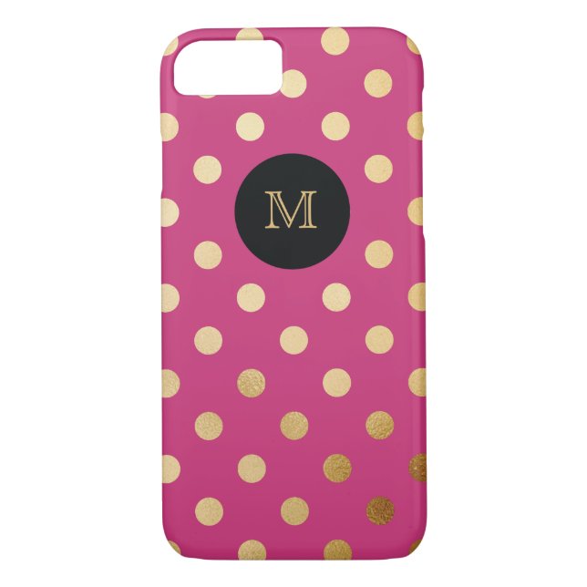 Gold and hot pink Polka Dot Phone case (Back)