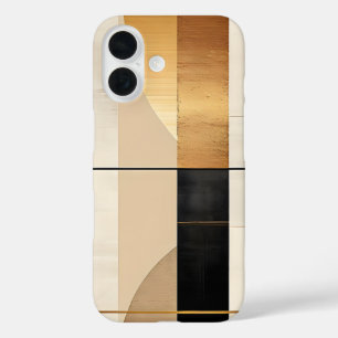 Gold and Ivory Abstract Minimalist Art iPhone 16 Case