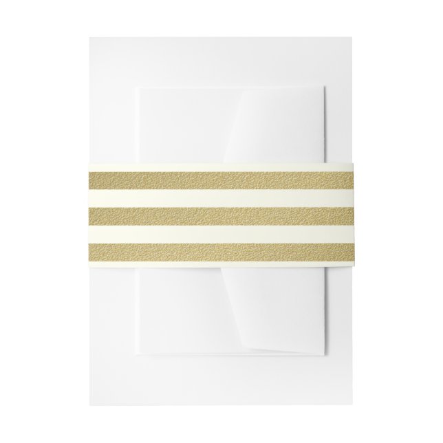 Gold and Ivory Bold Stripe Invitation Belly Band (Front Example)