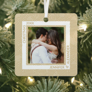 Gold and Ivory Couples Photo Metal Tree Decoration