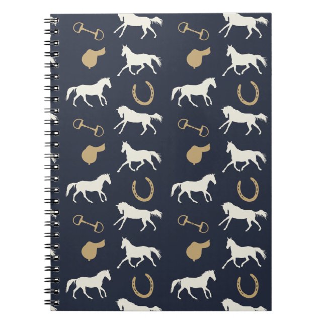 Gold and Ivory English Horses Pattern Notebook (Front)