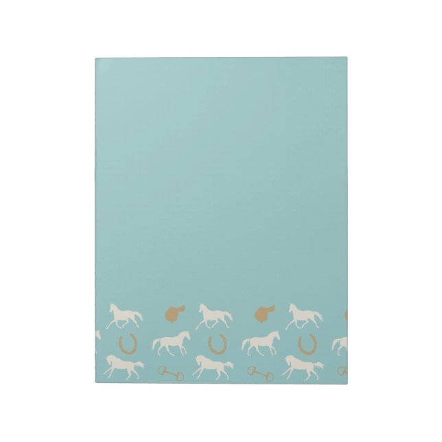 Gold and Ivory English Horses Pattern Notepad (Rotated)