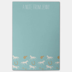 Gold and Ivory English Horses Pattern Post-it Notes