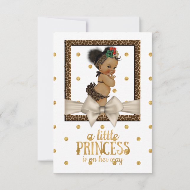 Gold and Leopard Print Girl's Baby Shower Invitation (Front)