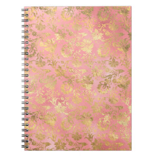 Gold and Light Pink Foil Floral Pattern  Notebook