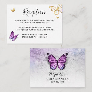 Gold and Light Purple Butterfly Details Enclosure Card
