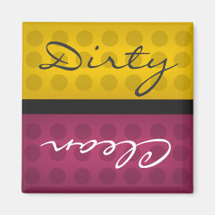 Gold and Magenta Clean Dirty Dishwasher Magnets