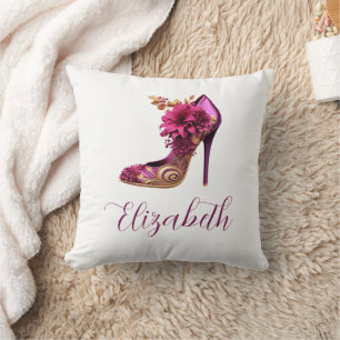 Gold and Magenta High Heel Cushion