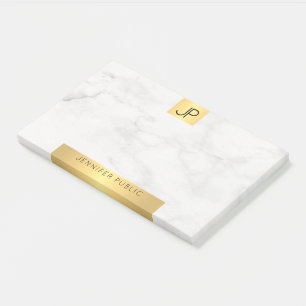 Gold And Marble Elegant Modern Initials Template Post-it Notes