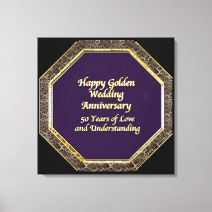 Gold and Marble Happy Wedding Anniversary Canvas Print