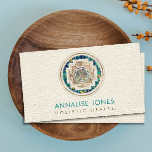 Gold and Marble Sri Yantra / Sri Chakra Dot Art Business Card