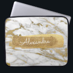 Gold and Marble with Gold Foil and Glitter Laptop Sleeve<br><div class="desc">Gold and Marble with Gold Foil and Glitter Elegant Monogram Name Case. This case can be customised to include your first name.</div>