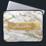 Gold and Marble with Gold Foil and Glitter Laptop Sleeve<br><div class="desc">Gold and Marble with Gold Foil and Glitter Elegant Monogram Name Case. This case can be customised to include your first name.</div>