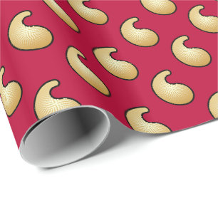 Gold and maroon paisley wrapping paper