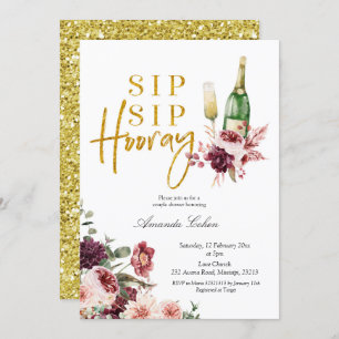Gold and Marsala Sip Sip Hooray Invitation
