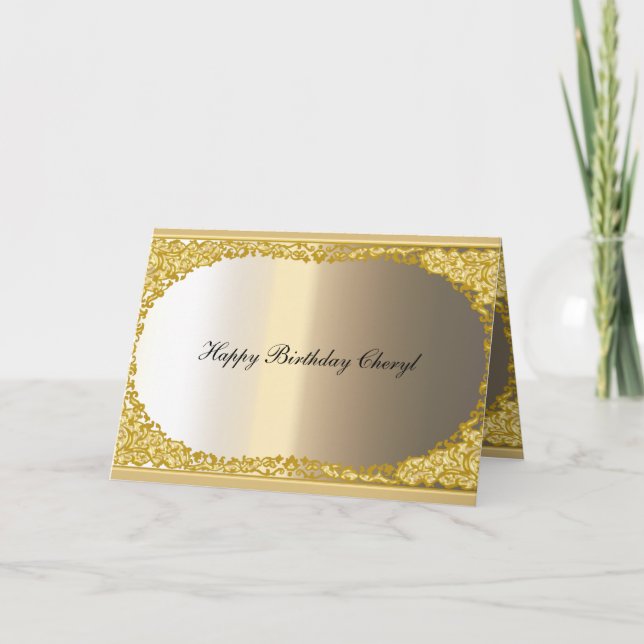 Gold and Metal look Card Happy Birthday (Front)