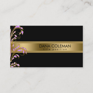Gold And Metallic Pink Swirl Business Card