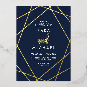 Gold and Midnight Blue Elegant Geometric Wedding
