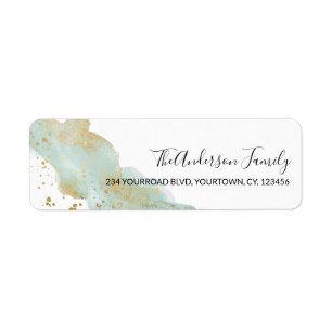 Gold and mint gold foil Christmas return address