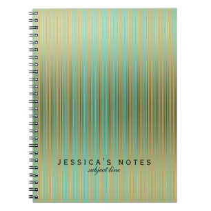 Gold And Mint Stripes Pattern Notebook