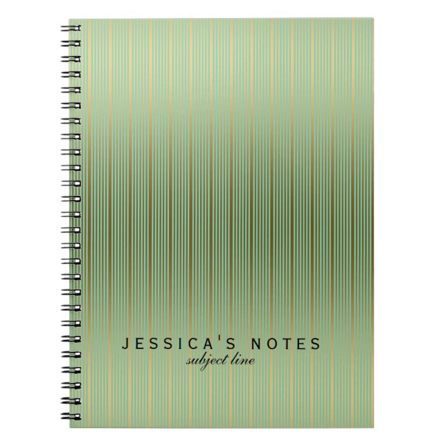 Gold And Mint Stripes Pattern Notebook (Front)