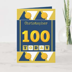 Gold and navy 100th birthday card