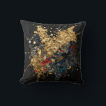 Gold And Navy Abstract Splash Modern Luxury Art Cushion<br><div class="desc">Dramatic explosion of molten gold meets deep navy and bold crimson in this striking abstract composition. Fluid metallic brushstrokes,  rich texture splatters,  and shimmering gold accents create an intense,  sophisticated,  contemporary feel.</div>