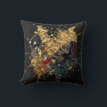 Gold And Navy Abstract Splash Modern Luxury Art Cushion<br><div class="desc">Dramatic explosion of molten gold meets deep navy and bold crimson in this striking abstract composition. Fluid metallic brushstrokes,  rich texture splatters,  and shimmering gold accents create an intense,  sophisticated,  contemporary feel.</div>