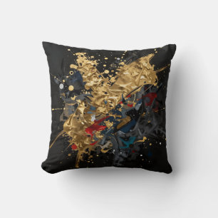 Gold And Navy Abstract Splash Modern Luxury Art Cushion