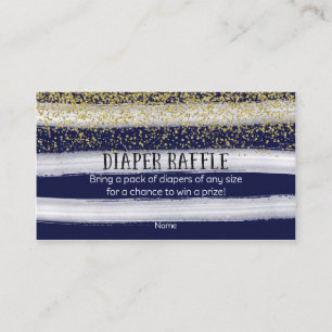 Gold and Navy Blue Baby Shower Diaper Raffle Enclosure Card
