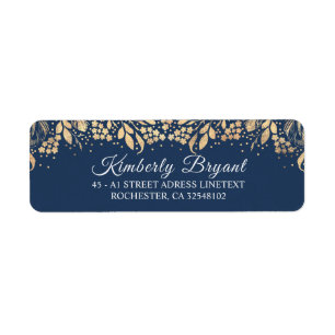 Gold and Navy Blue Elegant Foliage