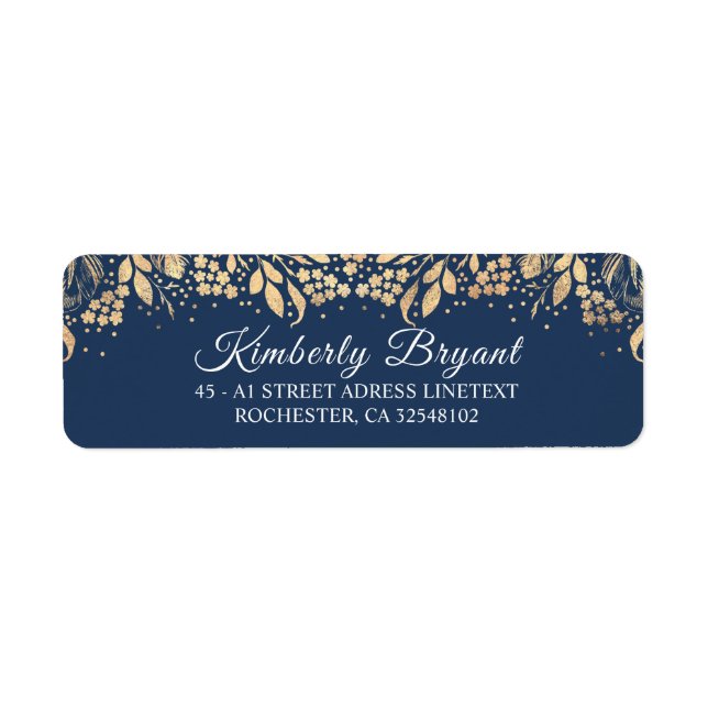 Gold and Navy Blue Elegant Foliage (Front)