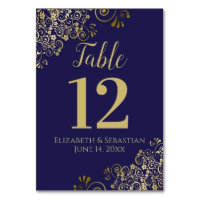 Gold and Navy Blue Elegant Frilly Wedding