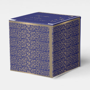 Gold and Navy Blue Filigree Wedding Favour Box