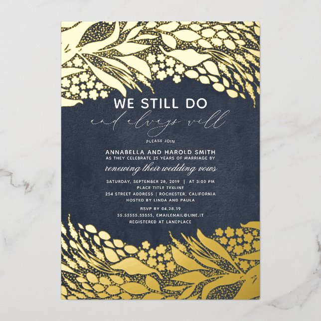 Gold and Navy Blue We Still Do Wedding Anniversary (Front)