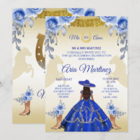 Gold and Navy Boots Charra Invitation