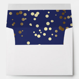 Gold and Navy Confetti Dots Elegant Wedding Envelopes