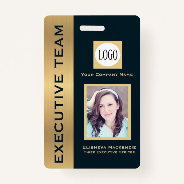 Gold and Navy Creative Executive Employee ID Badge (Front)