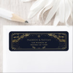 Gold and Navy Elegant Tarot Wedding Label<br><div class="desc">Elegant and modern wedding design inspired by a tarot card. Design is not real foil. You can customise this further by clicking on the "PERSONALIZE" button. Matching Items in our shop for a complete party theme. For further questions please contact us at ThePaperieGarden@gmail.com.</div>
