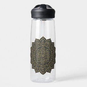 Gold and navy mandala water bottle
