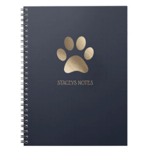 Gold And Navy Paw Print Logo Personalised Notebook